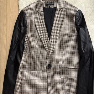 Checkered Blazer with Black Sleeves